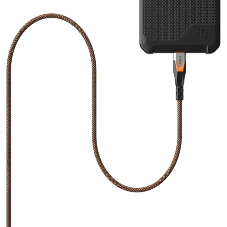 URBAN ARMOR GEAR UAG SRGE USB 3.2 Gen 2 240W 20Gbps USB-C auf USB-C Kabel, 0,8 m, robustes, verstärktes SuperSpeed-Schnellladekabel mit Gurt, kompatibel mit iPhone 16, Galaxy S24 & MacBook, Schwarz – Bild 5