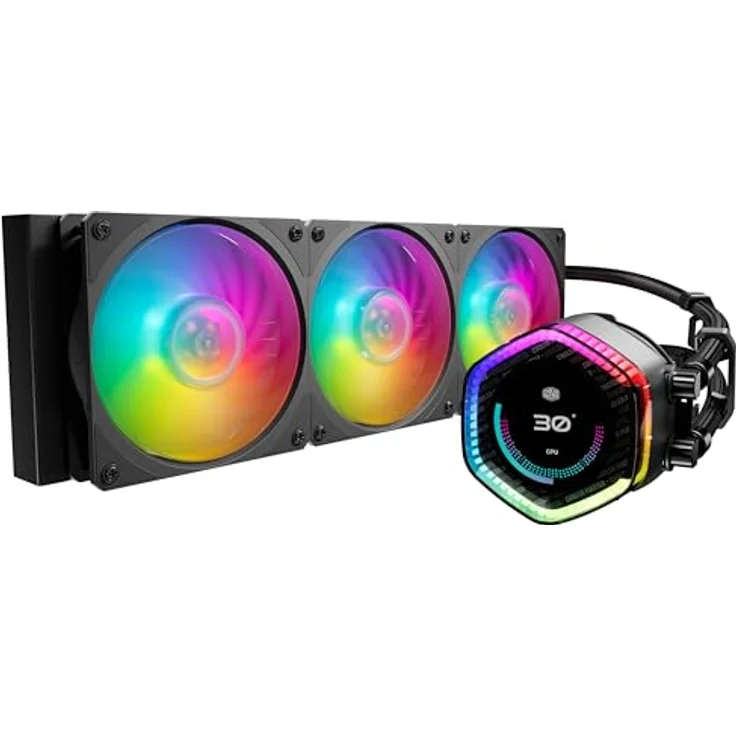 Cooler Master MasterLiquid 360 Ion CPU-Wasserkühlung – HALO-LCD-Anzeige, Gen X Zweikammerpumpe, Mobius 120P ARGB-Lüfter, RGB, LGA1700- & AM5-Halterungen – Bild 2