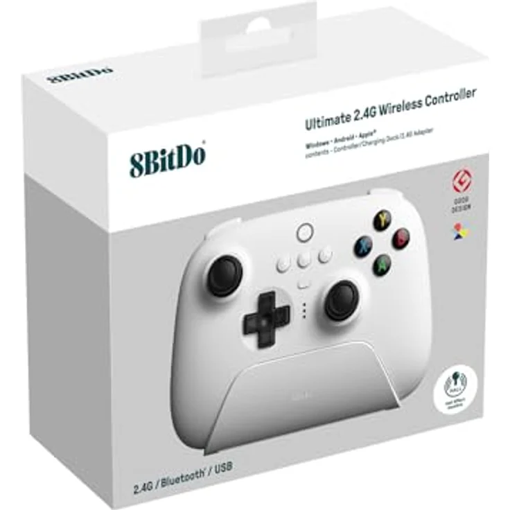 8Bitdo Ultimate 2.4G Wireless Controller, Hall Effect Joystick Update, Gaming Controller with Charging Dock for PC, Android, Steam Deck & Apple (White) – Bild 4