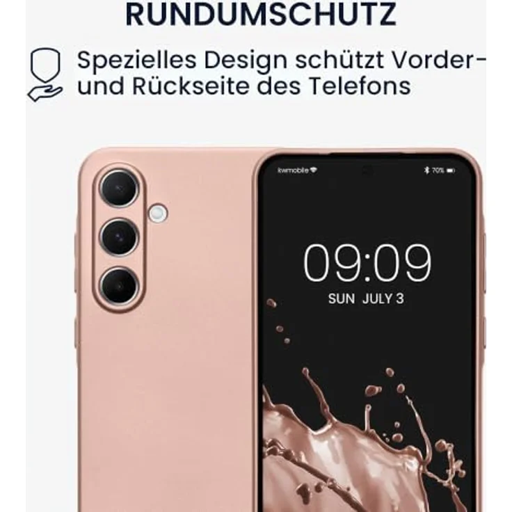 kwmobile Handyhülle für Samsung Galaxy A55 5G - weiche Silikon Schutzhülle mit metallischem Rosegold-Effekt, rutschfest und reißfest – Bild 5