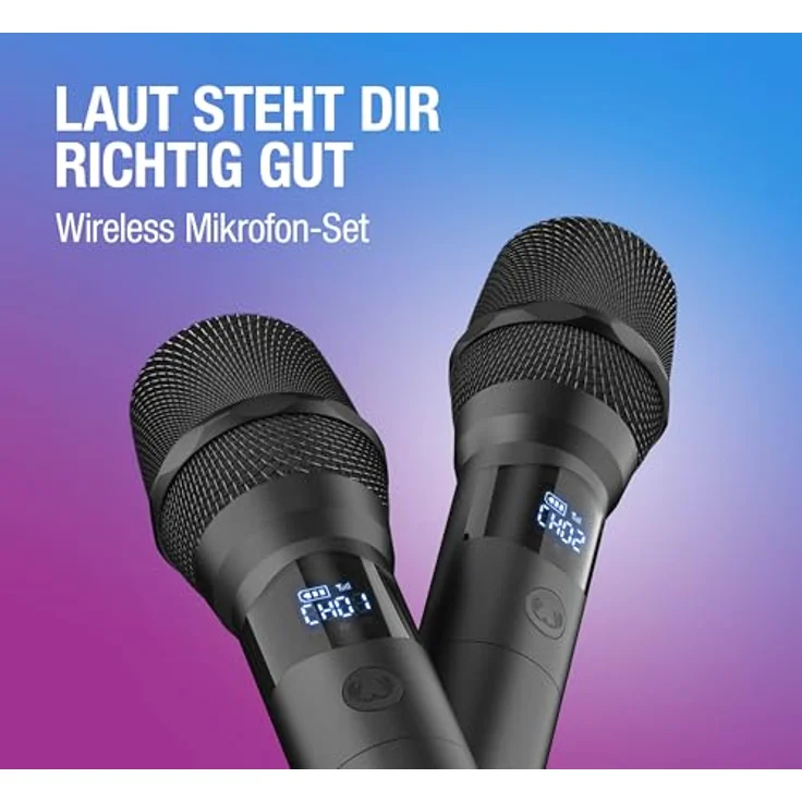 Fresh 'n Rebel Kabelloses Mikrofon-Set, 2 Karaoke-Mikrofone mit 25h Akkulaufzeit, Plug & Play, 2,4-GHz-Verbindung, kristallklarer Sound, Tragetasche und Zubehör – Bild 2