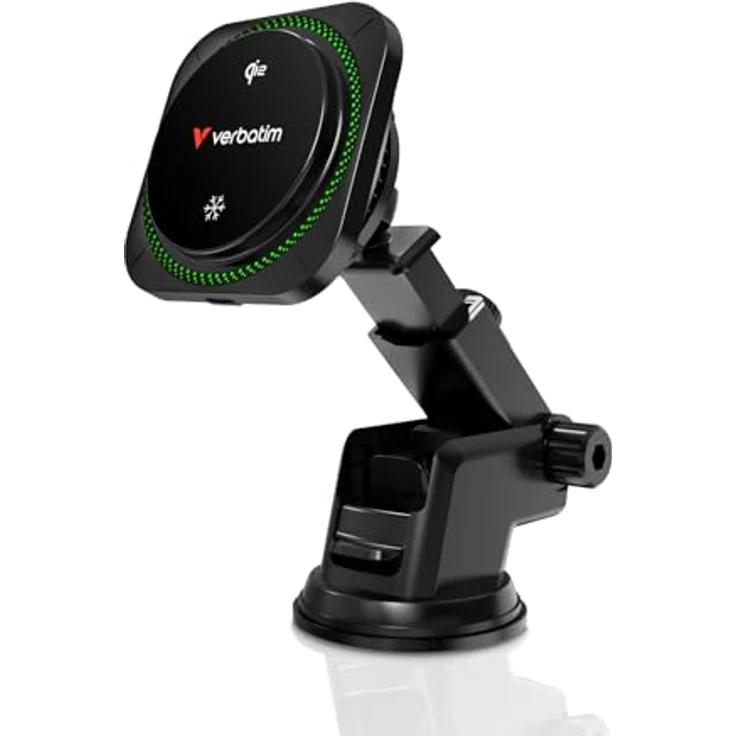 Verbatim Charge´n´Drive Magnetic Wireless Car Charger Qi2 RGB, 15 W Schnellladegerät, schwarz – Bild 1