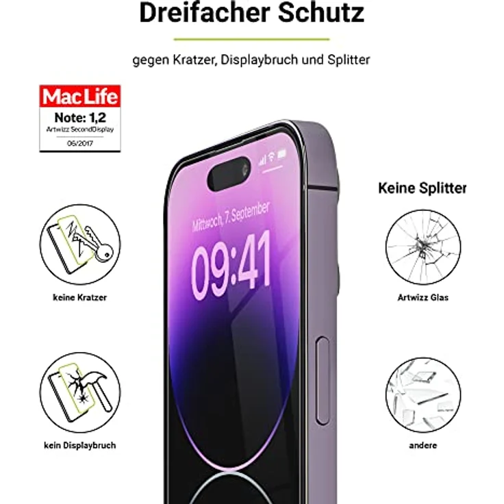 Artwizz SecondDisplay für iPhone 15 und iPhone 15 Pro Glasschutzfolie – Bild 2