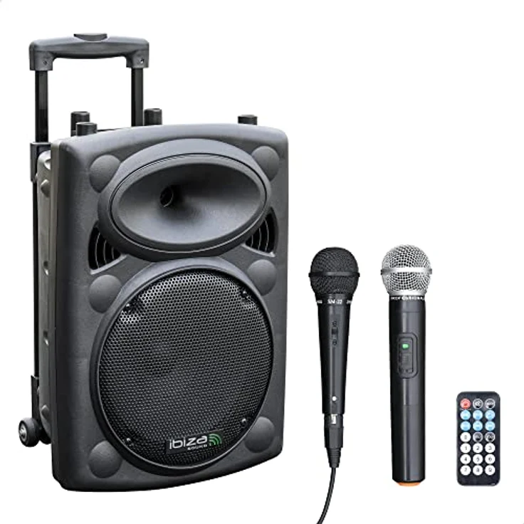 Ibiza 15-6018 Mobile Beschallungsanlage 25 cm (10 Zoll) mit USB-MP3, BT, REC, VOX, 1 VHF und 1 Kabelmikrofon, 500W – Bild 2