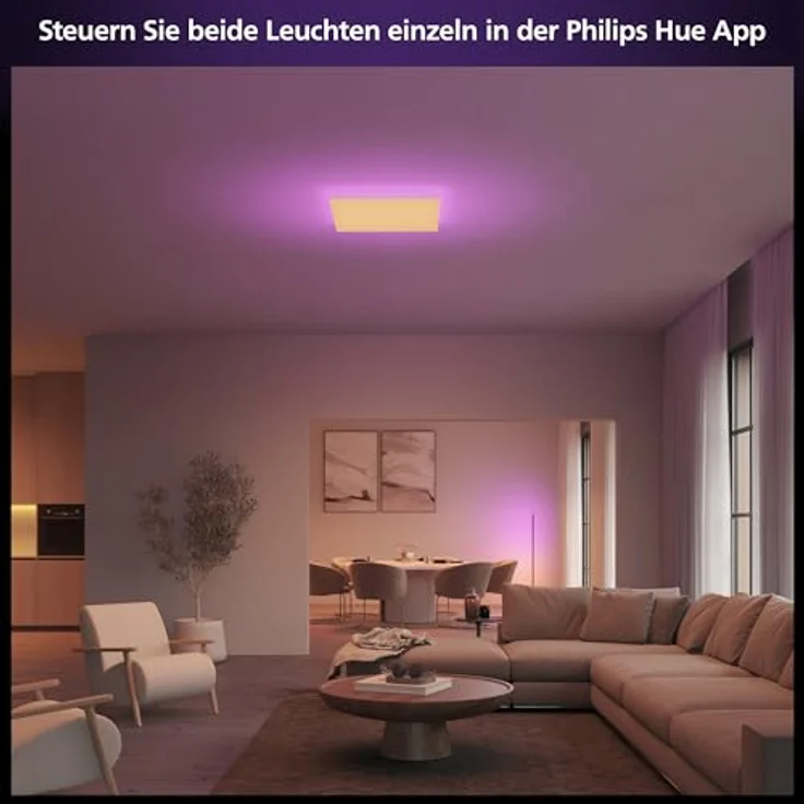 Philips Hue Datura smarte Panelleuchte (quadratisch 60 x 60 cm), weißes & farbiges Licht, Bluetooth kompatibel, Sprachsteuerung mit Alexa, Apple Home & Google Assistant – Bild 4