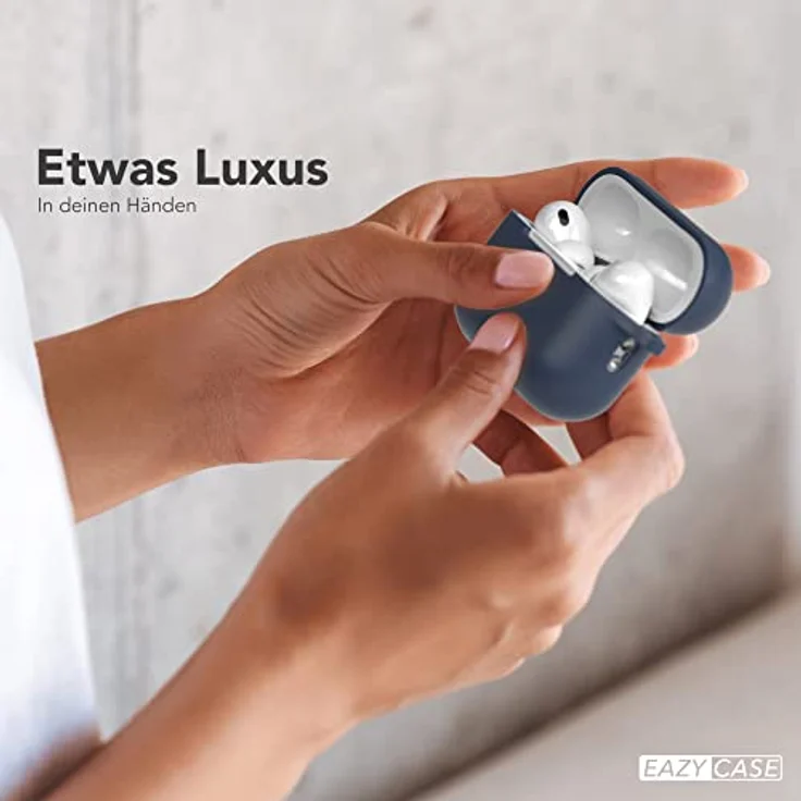 EAZY CASE AirPods Pro 2 Hülle in Dunkelblau - Stoßfestes Silikon Case mit Karabiner und rutschfester Beschichtung – Bild 4