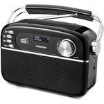 MEDION E66809 DAB Plus tragbares Solar Radio (Retro Design, Bluetooth, DAB+ UKW, integrierter Akku, Schwarz)
