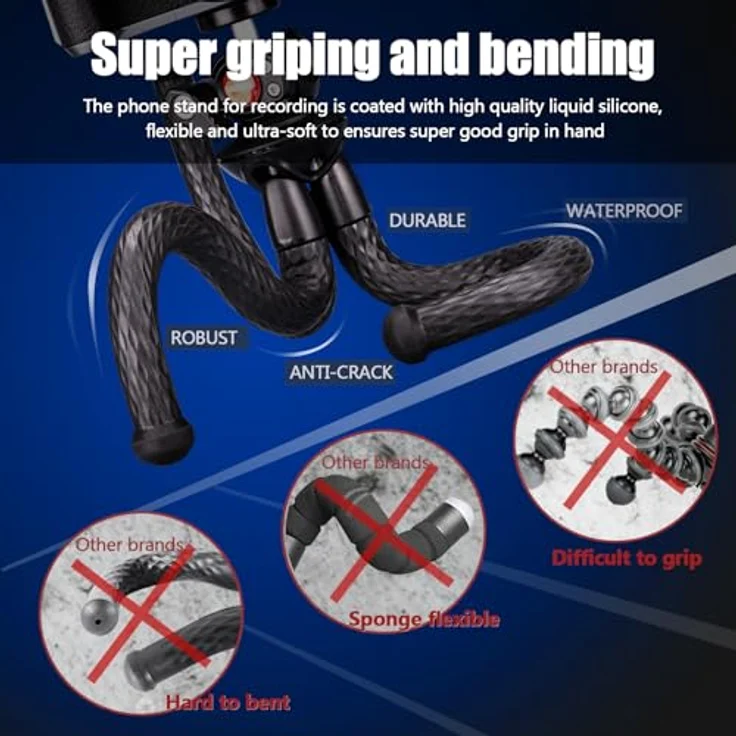 Kamera Stativ, Lammcou 3in1 Ministativ Kamera Handy Flexibel Leicht Stative Universal Robust Octopus Gorillapod Dreibeinstativ Ständer für Kamera Camcorder + Smartphone + Action Kamera, Tripod – Bild 14