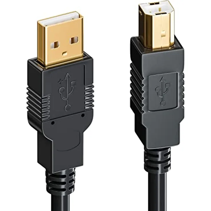 deleyCON 10m Aktives USB Druckerkabel Scannerkabel Datenkabel USB 2.0 A-Stecker zu B-Stecker - Schwarz, Übertragungsgeschwindigkeit bis zu 480 Mbps