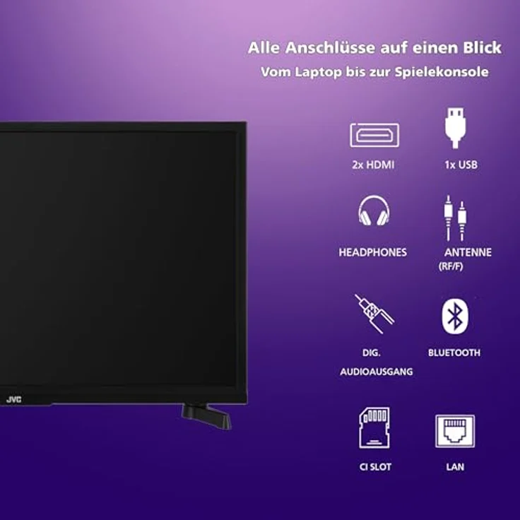 JVC LT-24VAH3455, 24 Zoll HD-Ready Android Smart TV mit HDR, Triple-Tuner und LED, schwarz – Bild 4