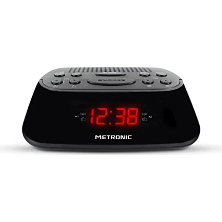 Metronic 477003 FM-Radiowecker mit Doppelalarm, Schwarz – Bild 2