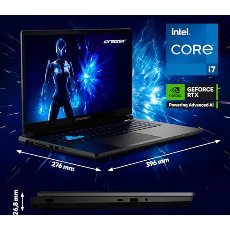 ERAZER Defender 17 P1, 17,3 Zoll Full HD Gaming Laptop mit Intel Core i7 13620H, GeForce RTX 5060 8GB GDDR7, 16GB DDR5 RAM, 1TB PCIe SSD, RGB Backlit-Keyboard, ohne OS – Bild 2