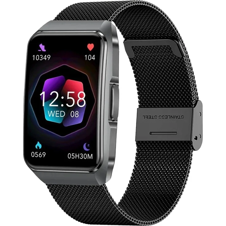 Knauermann Neo 2 Band Gesundheitsuhr, Edelstahl dunkelgrau mit SOS & Telefonfunktion, 1,57 Zoll UHD-Display, Gesundheitsüberwachung, 32 Sportarten Unterstützung