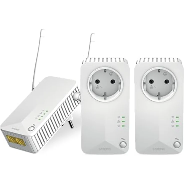 STRONG Powerline Wi-Fi 600 Triple Pack | enthält 2 Powerline 600 Adapter und einen Powerlan WLAN 600 Adapter | WLAN Hotspot bis zu 300 Mbit/s | Powerline Geschwindigkeit bis zu 600 Mbit/s – Bild 1