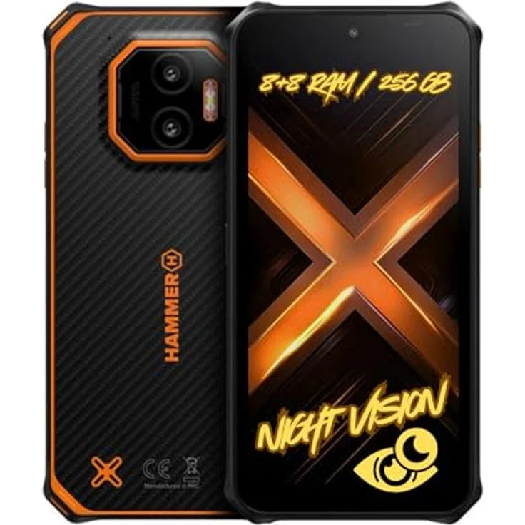 Hammer Energy X2 5G, Rugged Outdoor Handy mit 8+8GB RAM, 256GB Speicher, 6.1" Display, IP69 wasserdicht, 5000mAh Akku, Dual SIM, eSIM – Schwarz – Bild 1