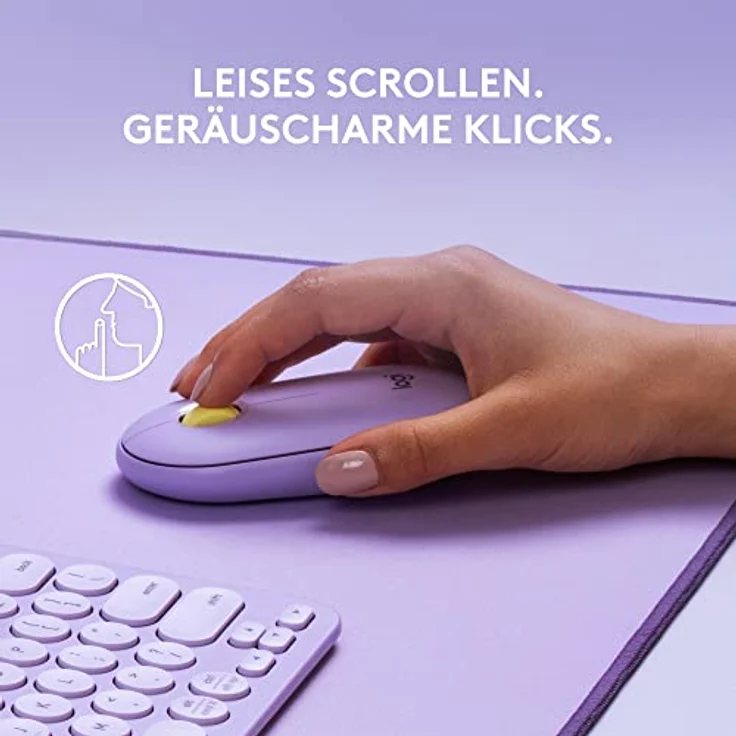 Logitech Pebble kabellose Maus mit Bluetooth oder 2,4-GHz-Empfänger, geräuscharm. Schlanke Computermaus mit leisem Klick für Laptop, Notebook, iPad, PC und Mac - Lila – Bild 3