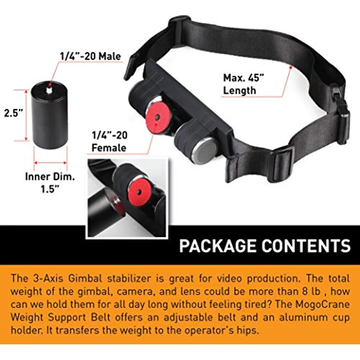 MoGoPod MogoCrane Gürtel-Set (Farbe + Becher aus Aluminium) für Stabilisator DJI Ronin und Stativ Monopode robust Halterung drehbar – Bild 6