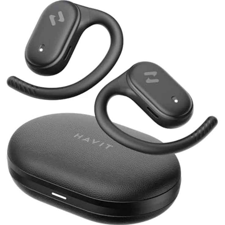 Havit OWS915 Open Ear Bluetooth Kopfhörer, 64 Stunden Akku, wasserdicht, ENC, Schwarz