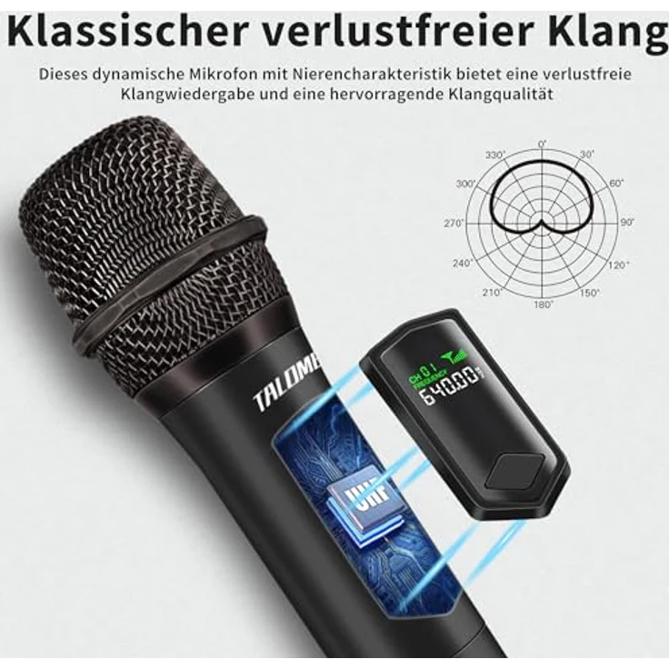 talomen Professionelles kabelloses Quad-Mikrofonsystem K604, 2,4 GHz, dynamisches Karaoke-Mikrofon, wiederaufladbar, Silber, Schwarz, Grün, Violett – Bild 2
