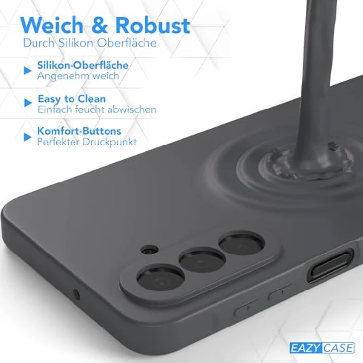 EAZY CASE Silikonhülle für Galaxy A17, grau, stoßfest, mit Kameraschutz und kabellos Ladefunktion, dünn, anthrazit matt – Bild 5