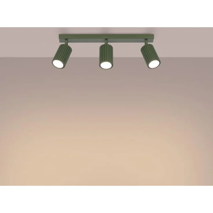 SOLLUX lighting Deckenleuchte Aluminium 3 Flammig 45 x 6,5 x 16,5 cm Karbon Olivgrün – Bild 4