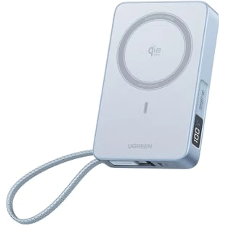 UGREEN MagFlow Magnetische Powerbank 10000mAh, 25W Qi2 MagSafe, integriertes 30W PD-Kabel, LED-Bildschirm, für iPhone 17 Pro und Pro Max – Bild 1