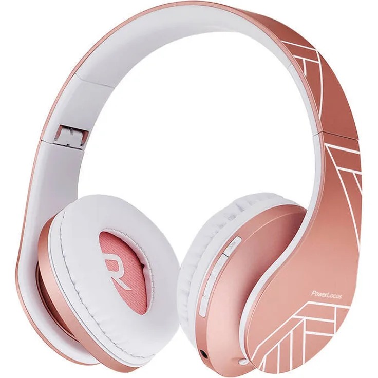 PowerLocus P2 Kabellose Kopfhörer für Kinder, Roségold, Bluetooth 5.3, Lautstärkebegrenzung 74/85/94 dB, 15-20 Stunden Akkubetrieb