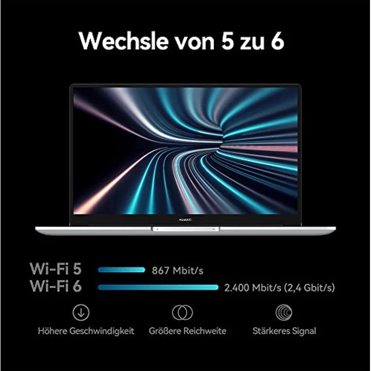 HUAWEI MateBook D15 Laptop| 11. Generation Intel Core i5-1155G7-Prozessor mit 8 GB RAM + 512 GB SSD Speicher|15,6 Zoll Ultrabook mit Eye Comfort FullView Display| Metallgehäuse Mystic Silver – Bild 5