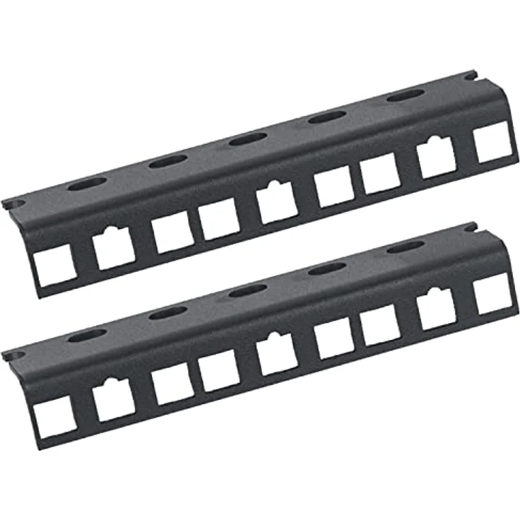 HMF 66803-02 Rackschiene für Serverschrank, 2 Stück, 10 Zoll, 3 HE, Schwarz, stabiles Stahlblech, kratzfeste Pulverbeschichtung – Bild 1