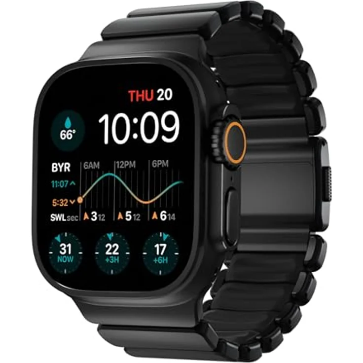 NOMAD Stratos Band I, Hybrid-Design aus Titan und FKM, wasserresistent, für Apple Watch 42/44/45/46/49 mm, All Black – Bild 1