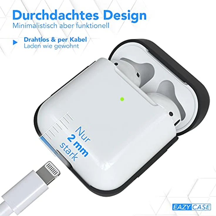 EAZY CASE - Schutzhülle für AirPods 1 & 2 Schwarz Silikon Case Stoßfest mit Deckel Schutz Antikratz Etui Cover rutschfeste Silikonhülle für Airpod Pro 1. / 2. Generation Silikoncase – Bild 5