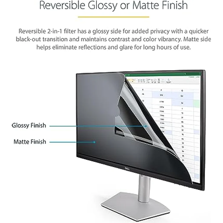 StarTech.com 22" 16:9 Monitor Blickschutzfilter, Bildschirm Blickschutzfolie mit 51% Blaulichtfilter, Sichschutzfolie mit 60 Grad Sichtwinkel, Blaulicht Filter Displayschutzfolie (2269-PRIVACY-SCREEN) – Bild 3