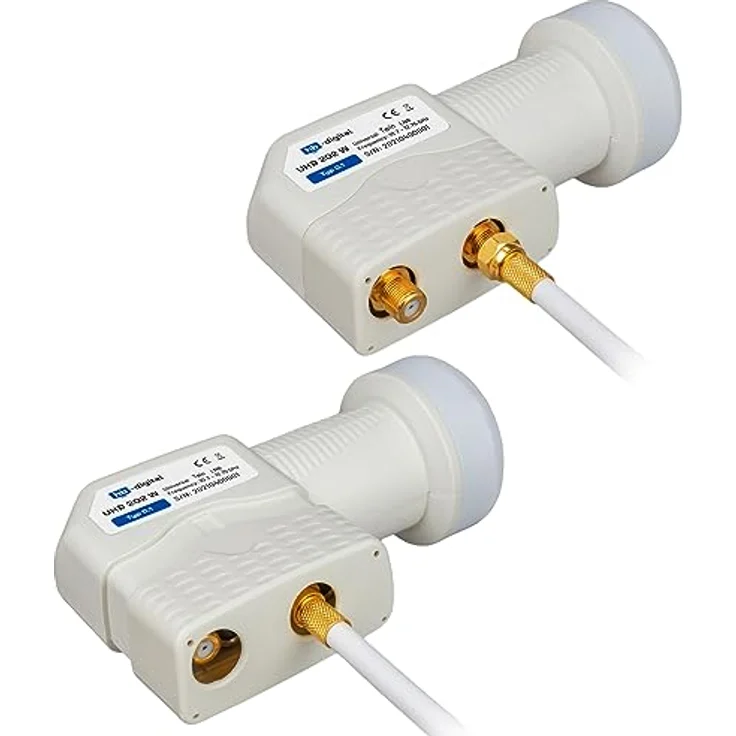 HB-DIGITAL Twin LNB UHD, LNC Kopf für 2 Teilnehmer, LTE Protected, Digital Sat mit vergoldeten Kontakten, Wetterschutz, Weiß – Bild 4