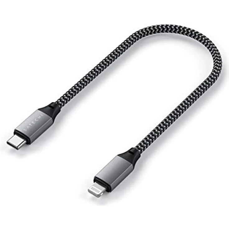 Satechi USB-C zu Lightning Kabel, 25 cm, strapazierfähig mit Nylonummantelung, Schwarz/Grau – Bild 4