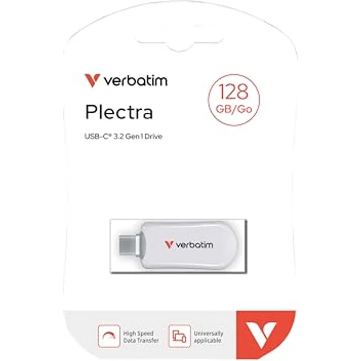 Verbatim Plectra USB-C Flash Drive 128GB, hohe Übertragungsgeschwindigkeit bis zu 100MB/s, weiß – Bild 2