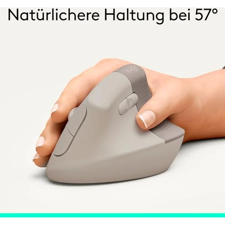Logitech Lift Vertikale Ergonomische Maus, Kabellos, Bluetooth/Logi Bolt, Leise Klicks, 4 Tasten, Kompatibel mit Windows/macOS/iPadOS - Sand – Bild 3