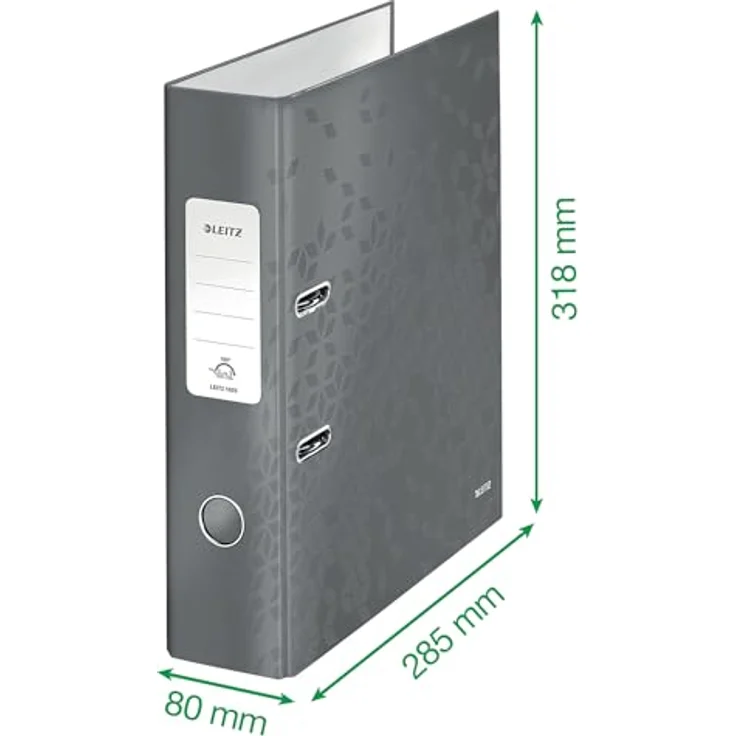 LEITZ Aktenordner 180° Wow 1005, Ordner breit, aufgeklebtes Rückenschild, Grau – Bild 4
