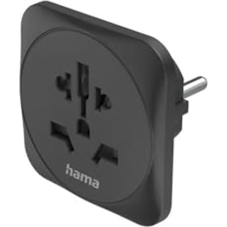 Hama Reiseadapter Typ E/F, 3-polig für Europa, Schwarz, kompatibel mit internationalen Steckertypen – Bild 2