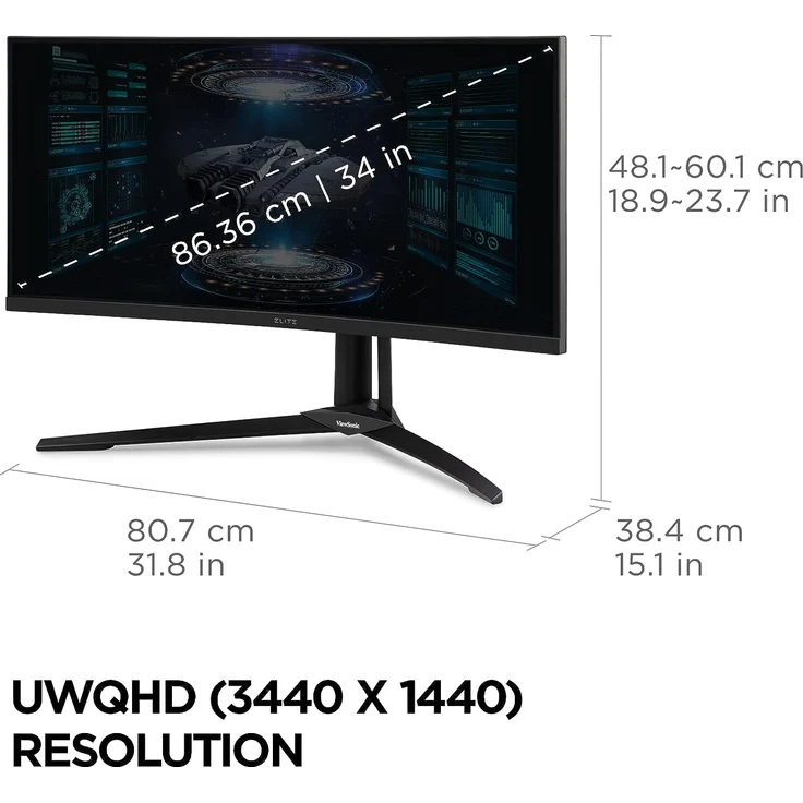 Viewsonic XG341C-2K Computerbildschirm 86,4 cm (34" ) 3440 x 1440 Pixel UltraWide Quad HD Schwarz [Energieklasse G] (XG341C-2K) – Bild 4