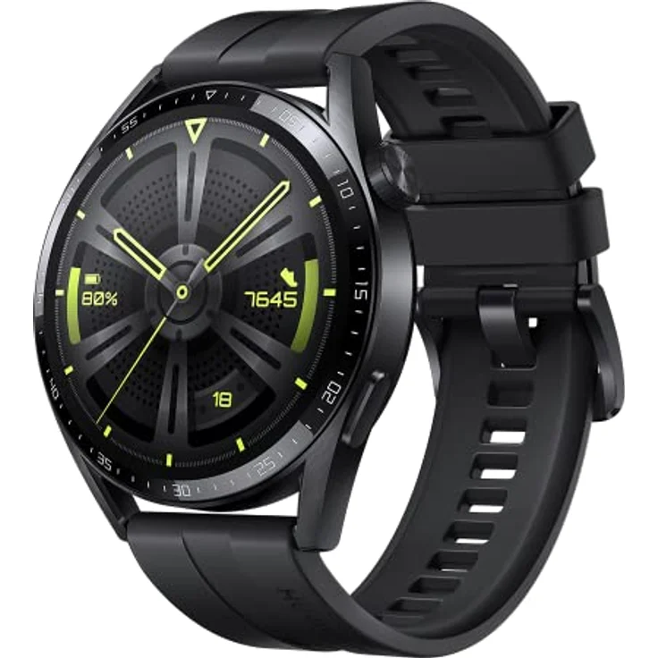 HUAWEI WATCH GT 3 46mm Smartwatch, lange Akkulaufzeit, ganztägige SpO2-Überwachung, KI-Lauftrainer, genaue Herzfrequenzüberwachung, 100+ Trainingsmodi,Deutsche Version, Schwarz – Bild 1