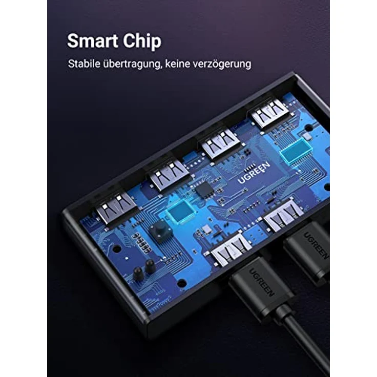 UGREEN USB Switch 2PC KVM USB Switch 2 In 4 Out für stabile Datenübertragung Umschalter mit 2 USB Kabel für Tastatur, Maus, Drucker, Scanner, USB Sticks, Externe Festplatte, Headsets usw. – Bild 5