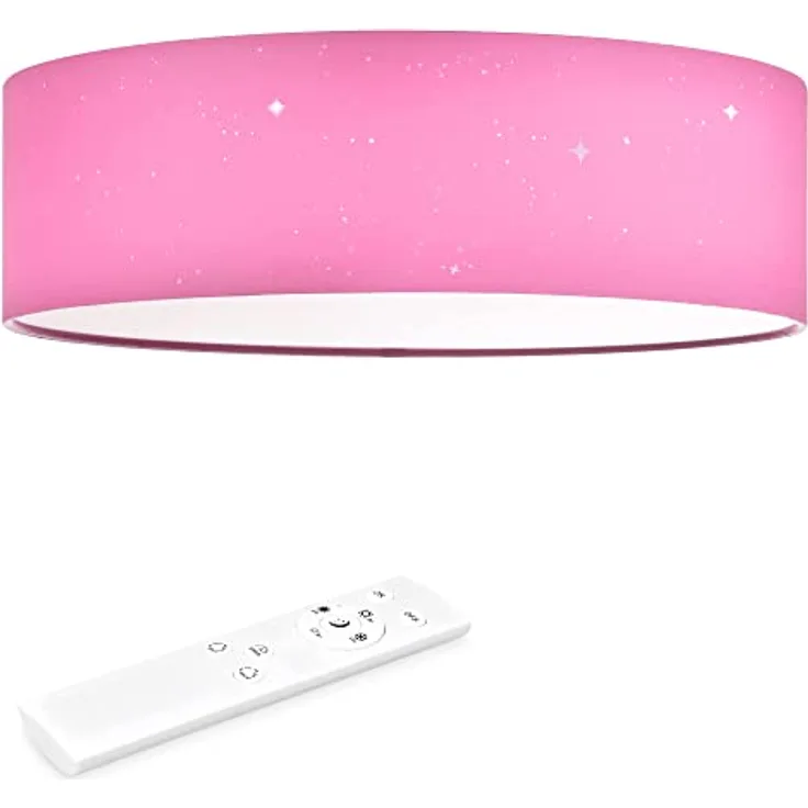 Navaris LED Deckenleuchte 40cm - Dimmbar Farbtemperaturwechsel Fernbedienung - 22W Stoff Pink Sternenhimmel