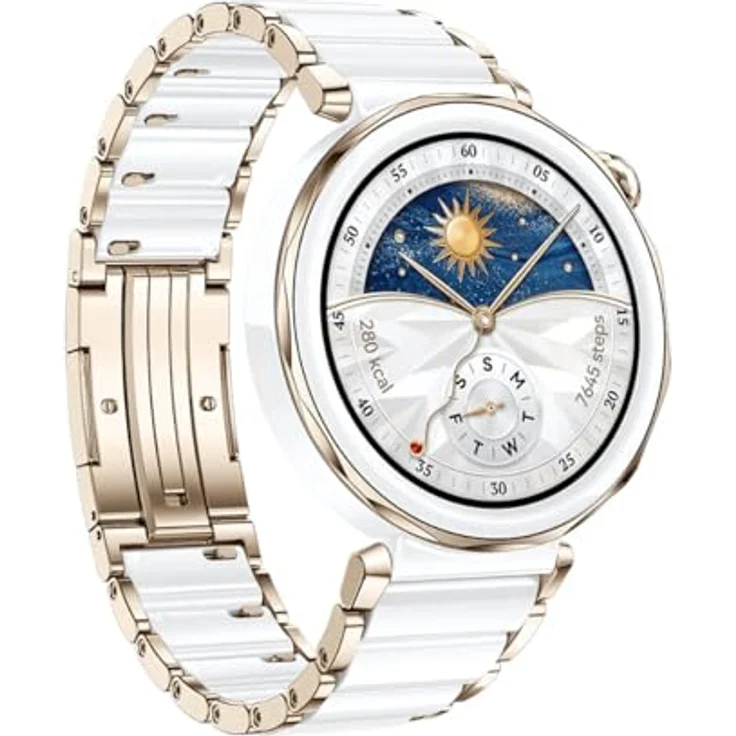 HUAWEI Watch GT 5 Pro 42mm Smartwatch, scharfkantiges Design, Pro-Level-Sportuhr, Gesundheits-Tracking, EKG-Überwachung, bis zu 14 Tage Akkulaufzeit, GPS, Bluetooth-Anruf, iOS&Android, weiße Keramik – Bild 3