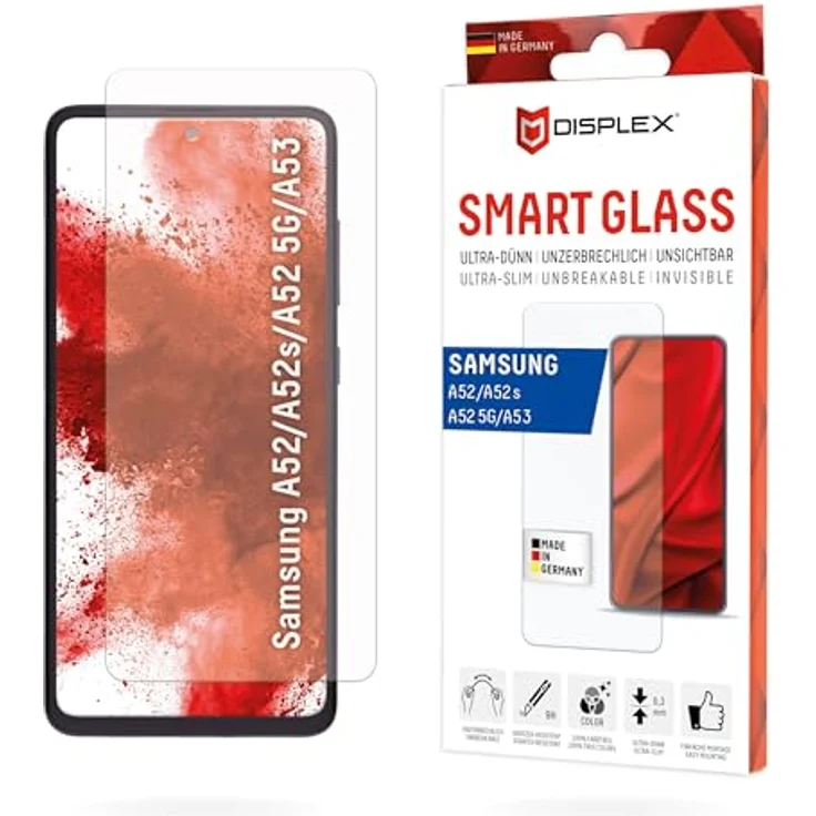 Displex Smart Glass (9H) für Samsung Galaxy A52/A52(s) 5G/A53 5G, unzerbrechlich, ultra-dünn, unsichtbar – Bild 1