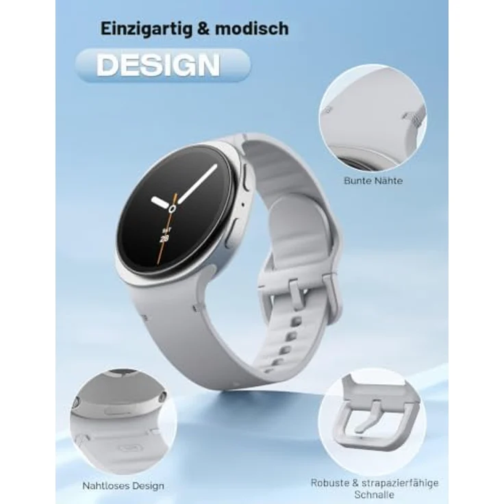 MoKo Sport Armband für Samsung Galaxy Watch 9/8/8 Classic, Silikon, M/L, atmungsaktiv und wasserdicht mit farbenfrohen Nähten – Bild 2
