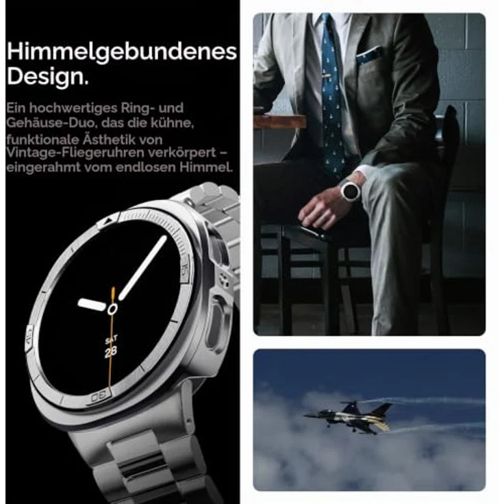 Spigen Bezel Tune Pro (Pilot) Schutzschale für Samsung Galaxy Watch 9/8, 44mm, Edelstahl-Lünette und Polycarbonat-Hülle in Silber, 360° Kratzschutz – Bild 5
