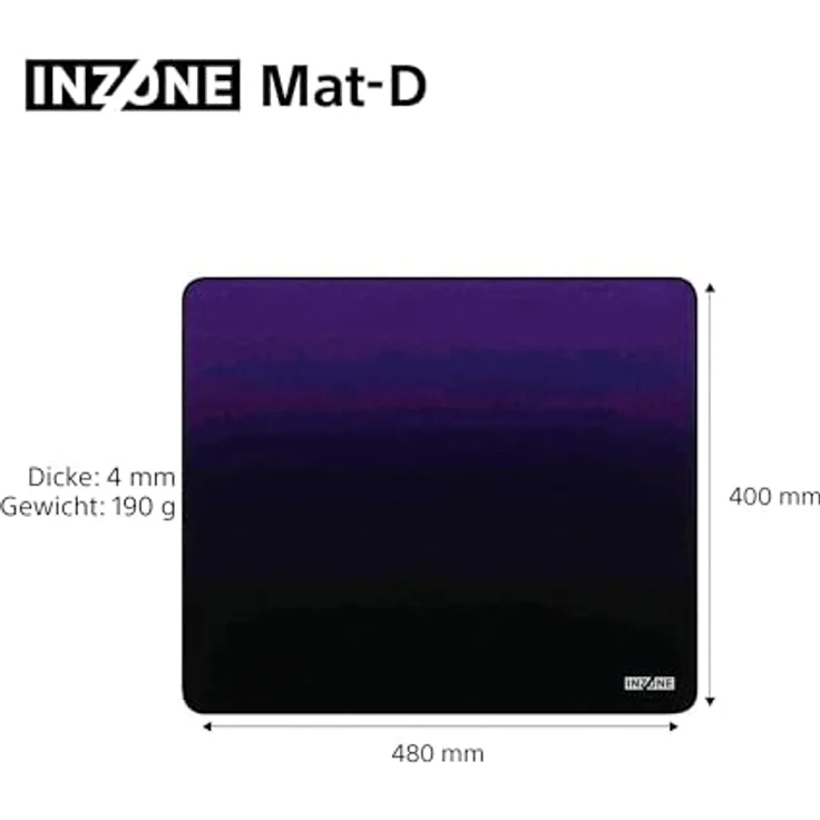 SONY INZONE Mat-D Gaming-Mauspad, 400 mm x 480 mm, rutschfeste Gummi-Unterseite, genähte Kanten, Schwarz – Bild 10