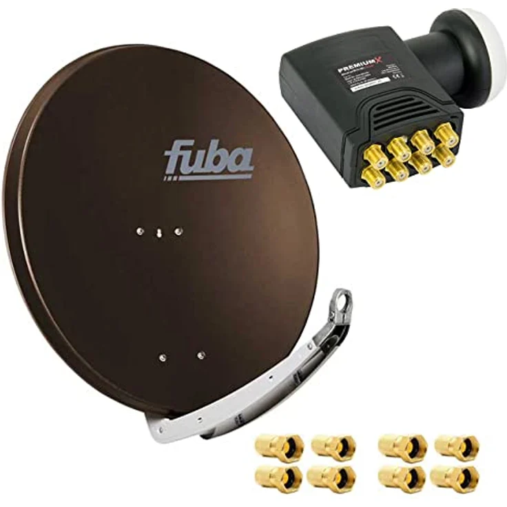 Fuba DAA 850 B Satellitenschüssel Set, Aluminium in Braun, HDTV 3D 4K, Premium X Deluxe Octo LNB für 8 Teilnehmer – Bild 1