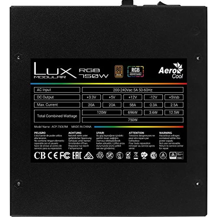 AeroCool Lux - 750W, PRISMA RGB, Modular, 80Plus Bronze Netzteil – Bild 4