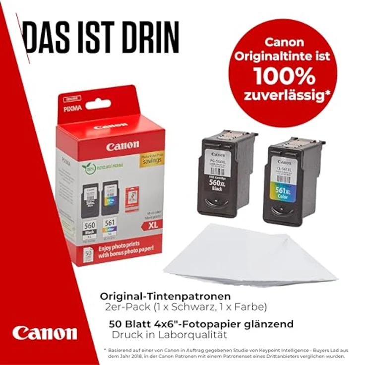 Canon PG-560XL und CL-561XL Vorteilspack, Schwarz und Farbe mit Fotopapier, für bis zu 400 Schwarz- und 300 Farbdokumente – Bild 2